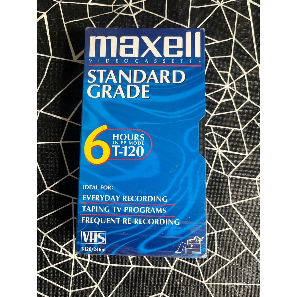 Maxell T-120 Standard Grade VHS Blank Video Cassette Tape 6 Hour Sealed NOS